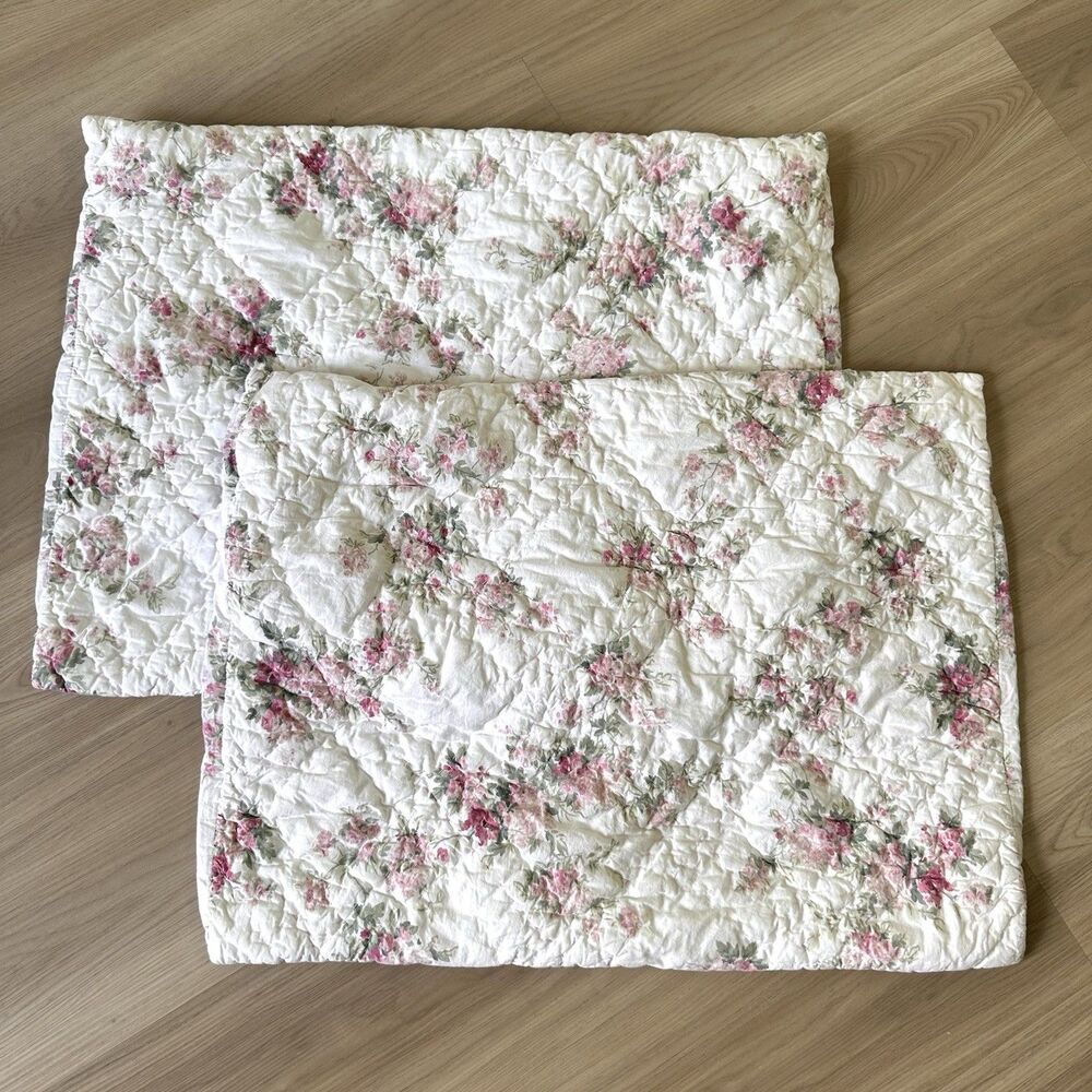 Simply Shabby Chic Rachel Ashwell 2 Quilted Floral Standard Pillow Shams